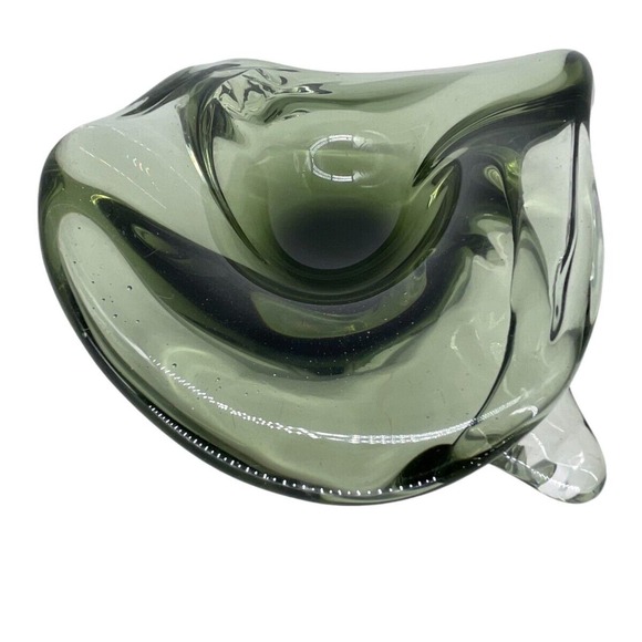 Vintage Smoked Glass Ameba Dish MCM - Picture 8 of 11